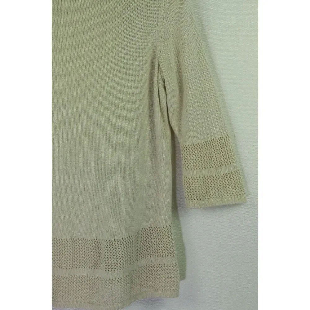 JM Collection Woman Cardigan Sweater Open 3/4 Sleeve Knit Ivory Cotton Womens 1X